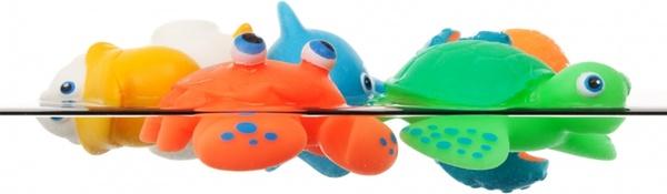 bath toys in water