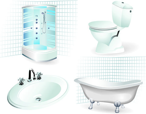bathroom design elements vector illustration
