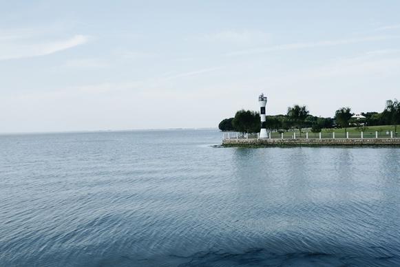 beach boat coast island lake landscape lighthouse