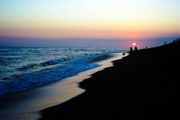 beach coast coastline dusk evening horizon morning