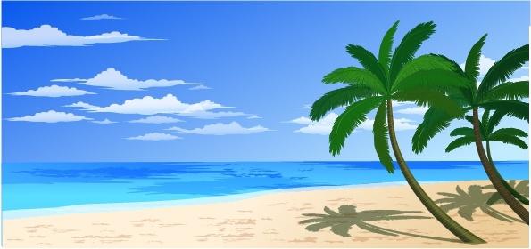 tropical beach background multicolored design coconut icons