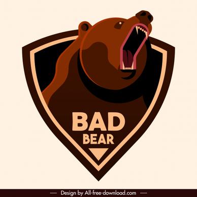 bear badge template fierce emotion sketch