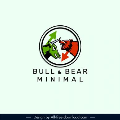  bear  bull head forex trading logotype flat dynamic handdrawn sketch