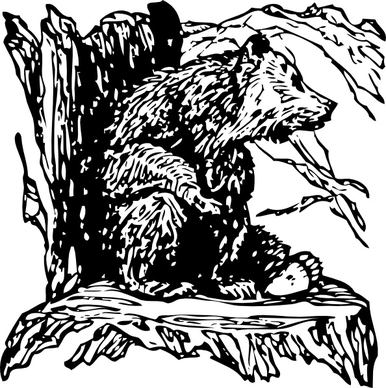 Bear On A Stump clip art