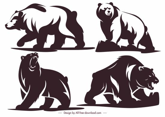 bears icons motion sketch silhouette decor