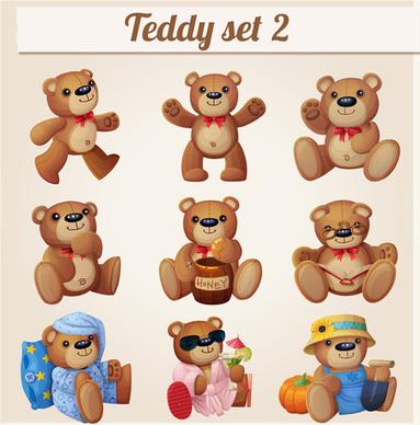 bears teddy design vector set