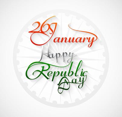 beautiful 26 january calligraphy happy republic day text tricolor design vector
