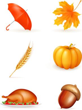 beautiful autumn elements vector set