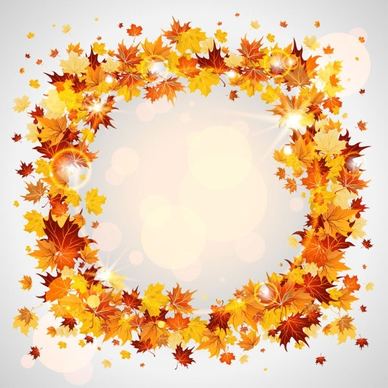 beautiful autumn leaves card 04 vector