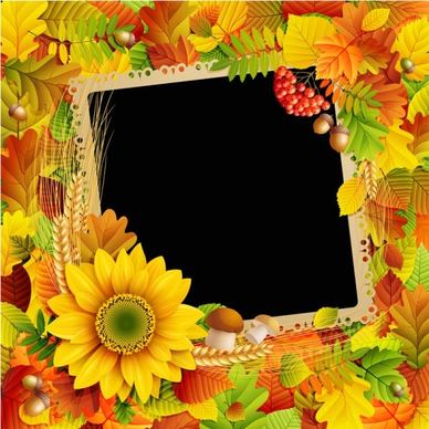 beautiful autumn leaves frame background 03 vector