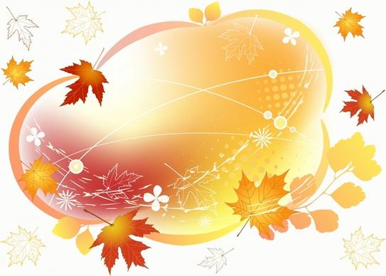 autumn background flying leaves icons dynamic design