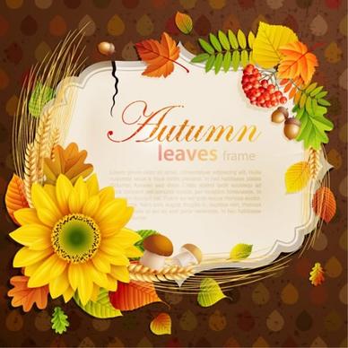 autumn frame background template elegant colorful plant elements