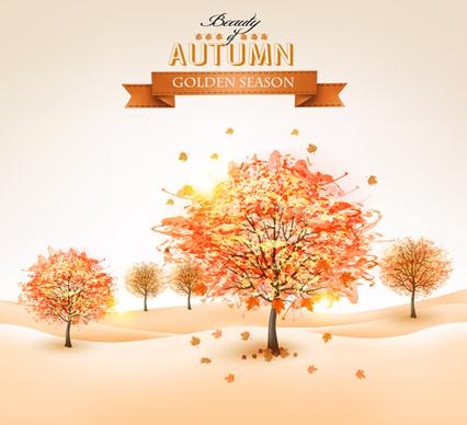 beautiful autumn tree background vector
