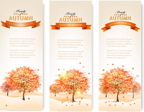 beautiful autumn tree banners vector