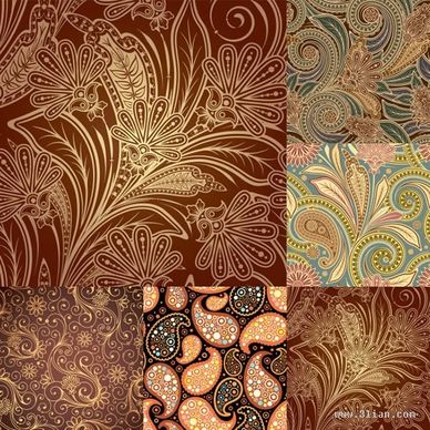 decorative pattern templates colored classical botany decor
