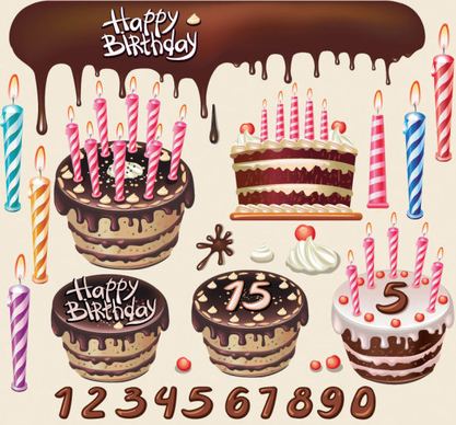 beautiful birthday cake vector graphics