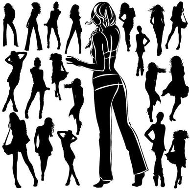 beautiful black and white silhouette 02 vector
