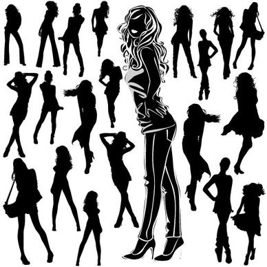 beautiful black and white silhouette 03 vector