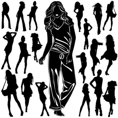beautiful black and white silhouette 03 vector