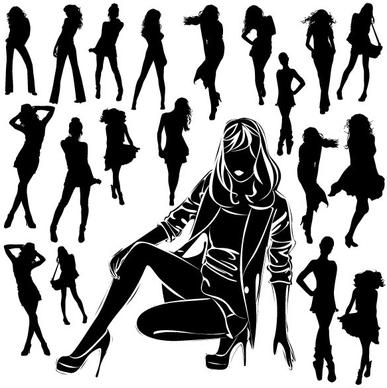 beautiful black and white silhouette 04 vector