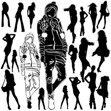 beautiful black and white silhouette 05 vector