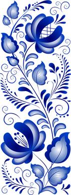 beautiful blue flower ornaments design vector