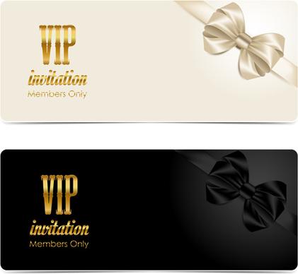 beautiful bow with vip invitation card vector