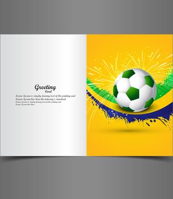beautiful brazil colors concept wave colorful soccer ball greeting card presentation vector illustration