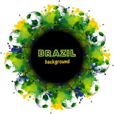 beautiful brazil flag concept circle splash grunge card colorful soccer background vector