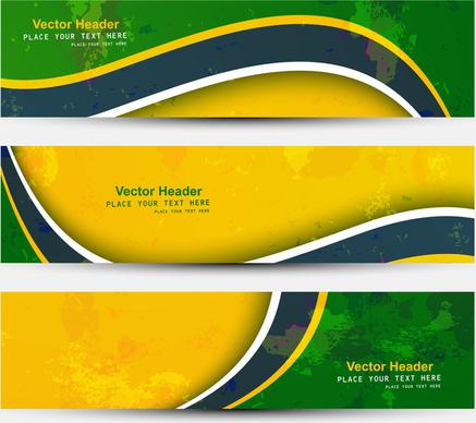 beautiful brazil flag three colors header set vector illustration