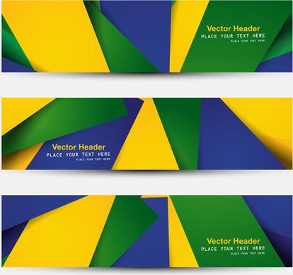 beautiful brazil flag three colors header set vector illustration