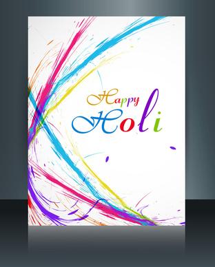 beautiful brochure holi colorful template card celebration background vector