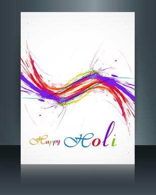 beautiful brochure holi colorful template card celebration background vector