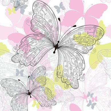 beautiful butterfly pattern 02 vector