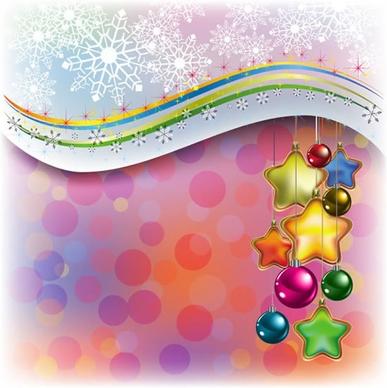 christmas background template modern colorful baubles snowflakes
