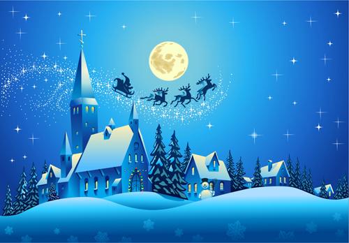beautiful christmas night winter vector background