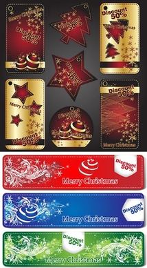 christmas sales tags elegant red golden shapes design
