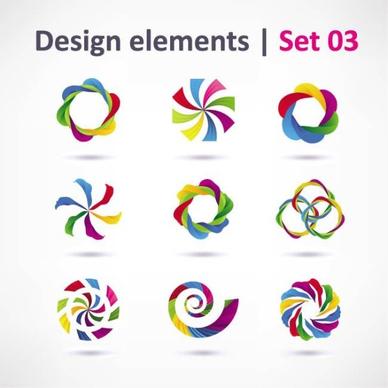 beautiful color threedimensional logo 02 vector