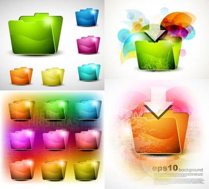 computing folder icons shiny colored 3d sketch