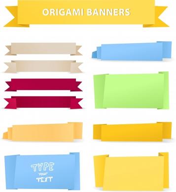 ribbon banner templates colored plain origami shapes