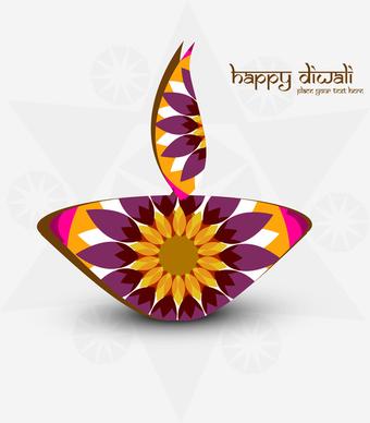 beautiful diwali card artistic diya vector design