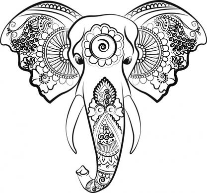 beautiful elephant line art vector