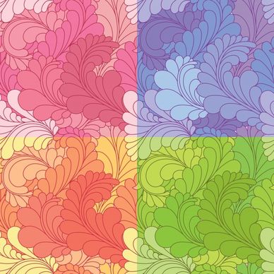 leaves pattern templates colored flat curved sketch