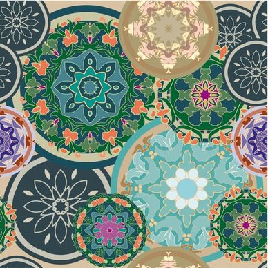 kaleidoscope pattern colorful flat floral circles sketch