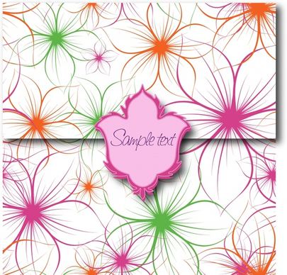 sealed card template modern colorful handdrawn petals decor