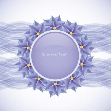 decorative background violet petals circle frame dynamic lines