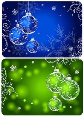christmas background templates sparkling blue green baubles decor