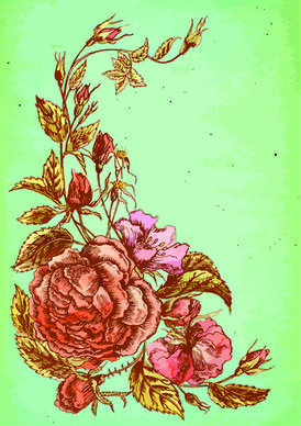 beautiful flower retro style vector graphics