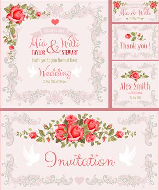 beautiful flower wedding cards vecors