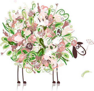 beautiful flowers and animals design vector